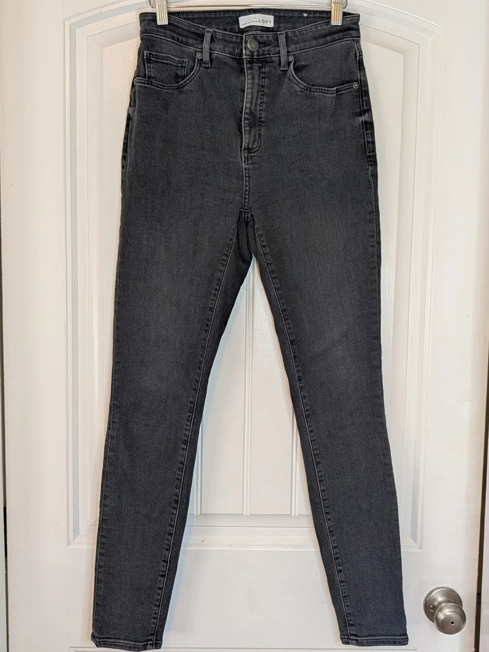 LOFT Dark Gray Denim Curvy High Rise Skinny Jeans